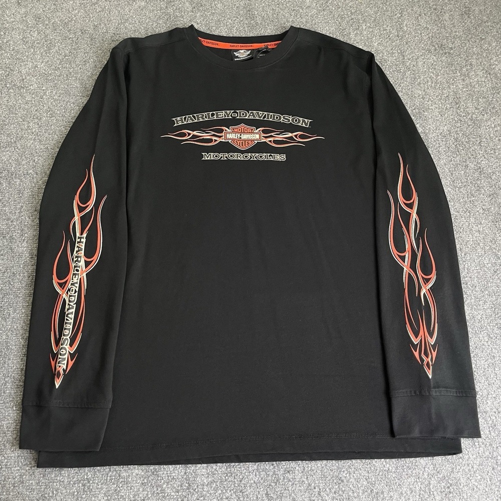 Harley-Davidson‎ 99036-16VM Flame Long Sleeve Shirt Black Large NWT 2017
